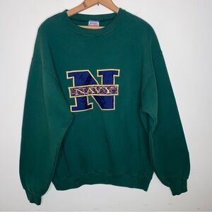 Vintage Navy Military Pullover Crewneck Sweatshirt with “Navy” Embroidered Logo